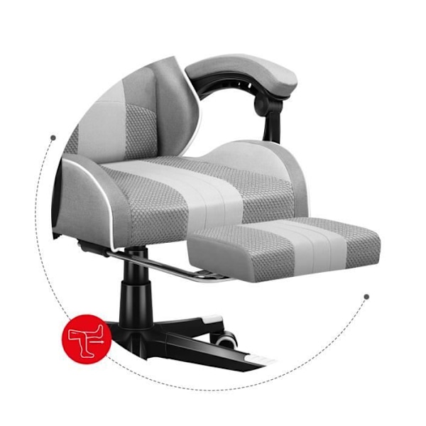 Gaming stol HUZARO FORCE 4.7 Hvid - Ergonomisk - Justerbar - Fodstøtte Vit grå