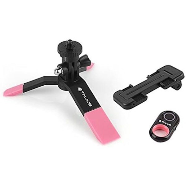 Mini Tripod Kit - TALIUS - tal-tri01-pin - Selfie-knapp - Smartphone Adapter - Rosa färg