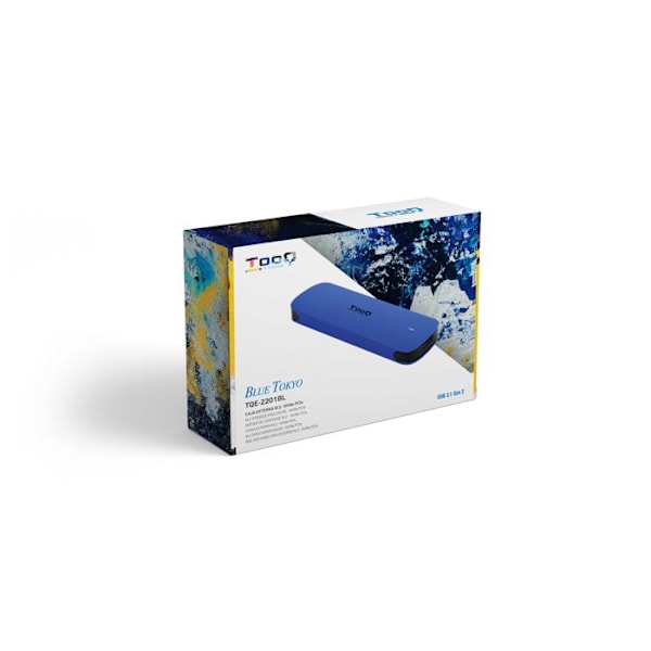 USB-C 3.2 ekstern kabinet - TooQ - TQE-2201 - NVMe M.2 2280 - Aluminium - 10 GB/s Blå