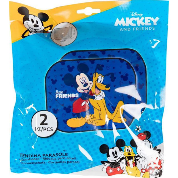 Sidogardiner - Musse Pigg - Set om 2 - 44 x 35 cm - UV-skydd - Sugkopp blå