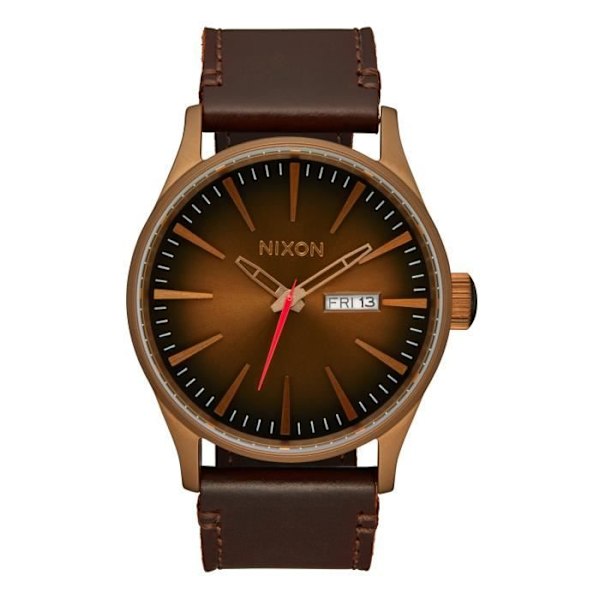 Ure - Nixon - Sentry Leather - Læder - Vandtæthed 100m - Chic Stil Brons/svart