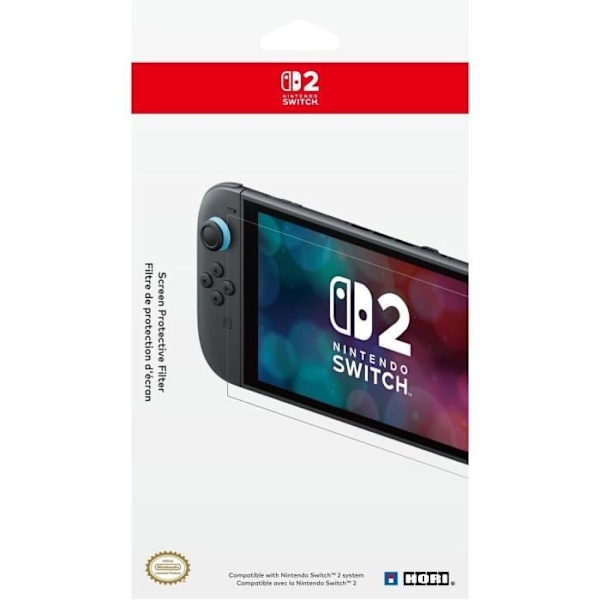 Beskyttelsesglas i hærdet glas - HORI - Nintendo Switch 2 - Anti-boble - Stødabsorberende - Ridsefrit - 100 % gennemsigtig Transparent