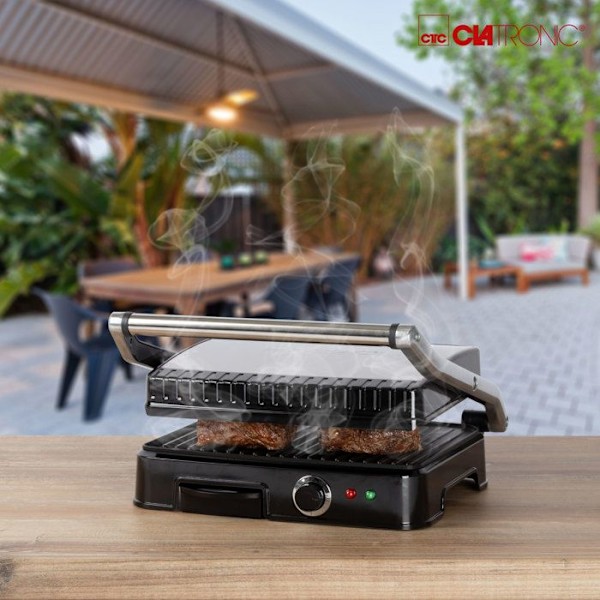 Grill og Panini - Clatronic - KG 3487 - 2000 W - Justerbar Termostat - Let Rengøring