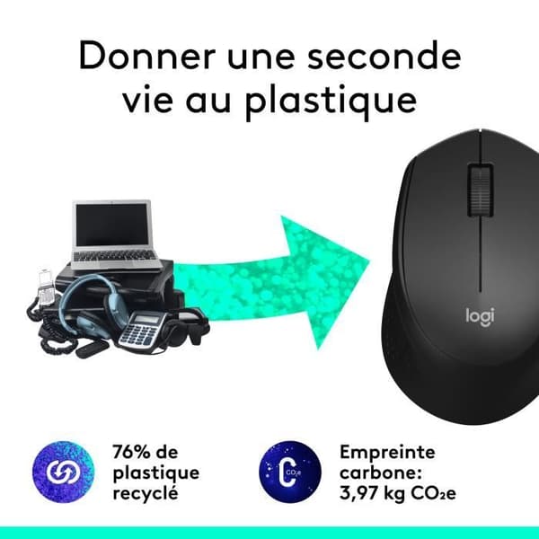 Hiiri - Langaton - Logitech - M330 Silent Plus - Musta - Hiljainen