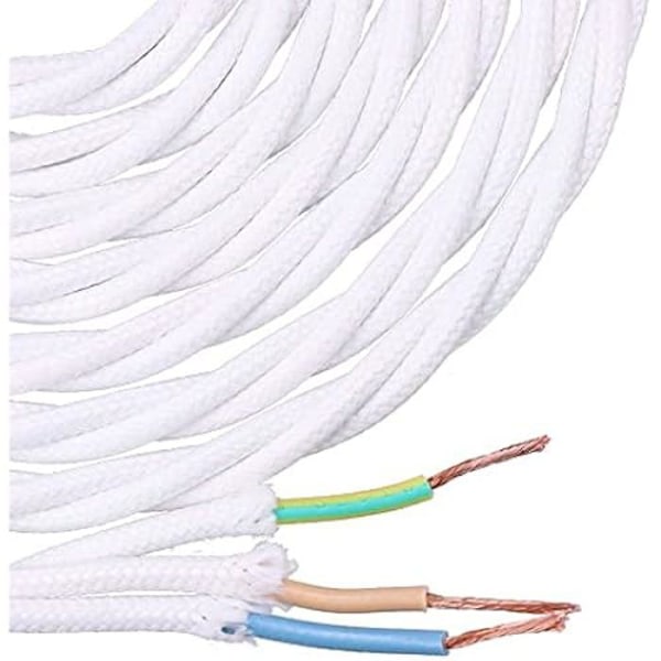 Flätad textil parallellkabel - EDM - 11888 - Vit - 3 x 1 mm - 5 m
