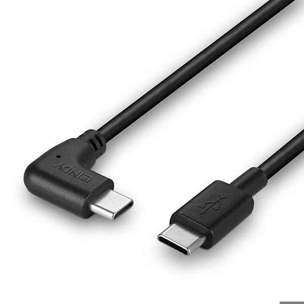 LINDY USB C - USB C kulmakaapeli - 1m musta