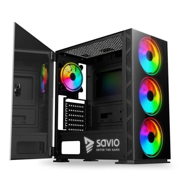 PC-kabinet SAVIO PRIME X1 ARGB i sort glas Sort