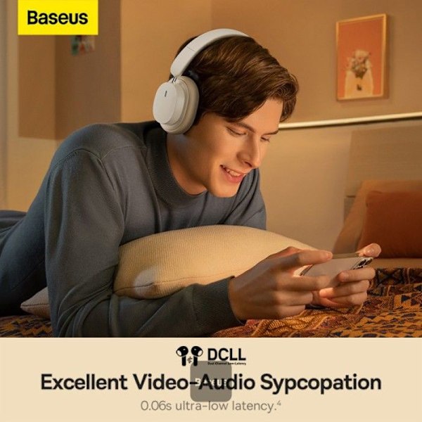 Baseus Bowie D05 langattomat Bluetooth-kuulokkeet taitettavat HiFi-stereomusiikkikuulokkeet kermanväriset
