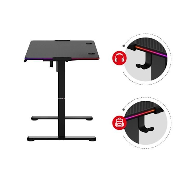 Bureau Assis Debout - HUZARO - HERO 8.2 - LED RGB - Ergonomisk - 120x60cm