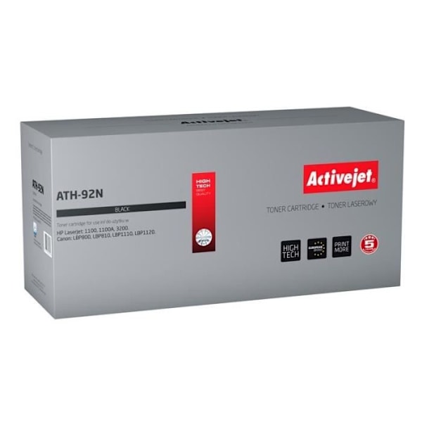 Tonerpatron - Activejet - ATH-92N - Kompatibel Sort - 3100 sider - Indbygget tromleenhed