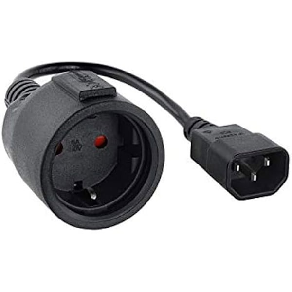 Strømadapterkabel - NANO KABEL - 10.22.0902 - C14 han til CEE7 hun - 50 cm - Sort Svart