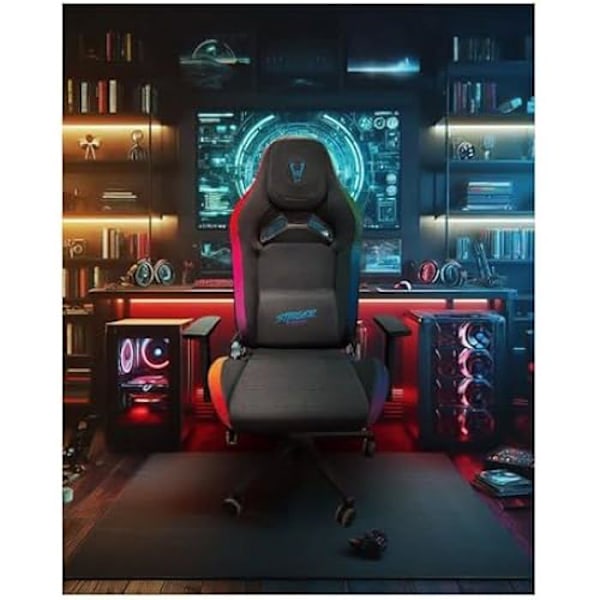 Gaming stol - WOXTER - Stinger Station Elite RGB - Anti-Stain stof - 3D armlæn - RGB LED lys Blå/rosa