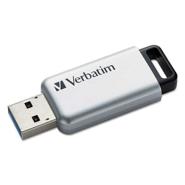 USB nøgle - VERBATIM - Secure Pro - 64 GB - USB 3.0 - Læsehastighed 35 MB/s Sort, Grå