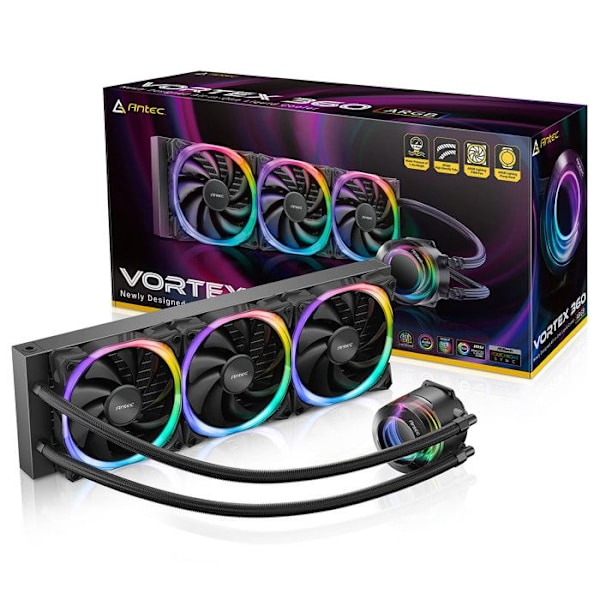 AIO vandkøling kit - Antec - Vortex RGB - 360mm - Sort - Kompatibel med LGA1150 Sort