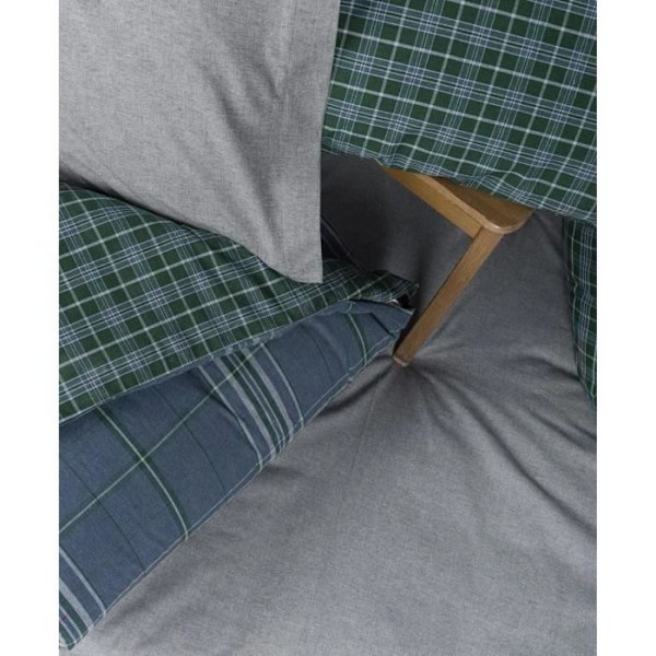 Sengetøjssæt - 1 dynebetræk 220 x 240 cm + 2 pudebetræk 60 x 60 cm - 50% bomuld, 50% polyester - Blå Blå