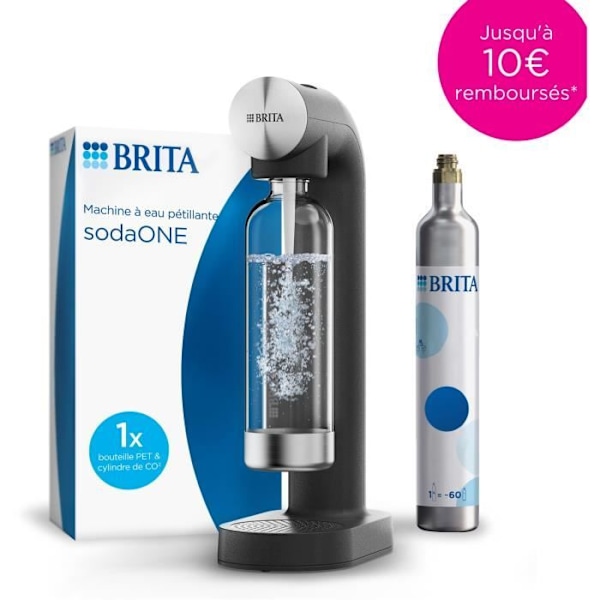 BRITA soodakone - SodaONE Musta - 1 Pullo 1L ja 1 CO2-sylinteri mukana