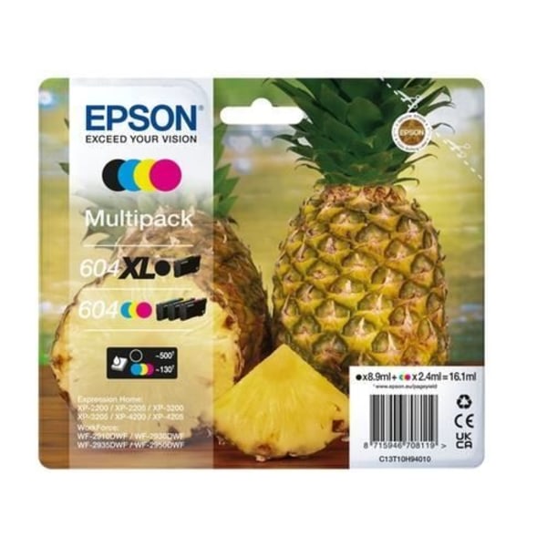 Mustepatruuna - EPSON - 604XL - Monipakkaus - Musta, Syana, Magenta, Keltainen - Korkea tuottavuus