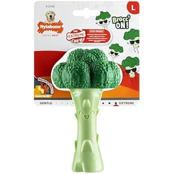 Kæmpe legetøj - NYLABONE - Broccoli - Bacon Smag - Holdbar - Til hunde op til 23 kg Grön