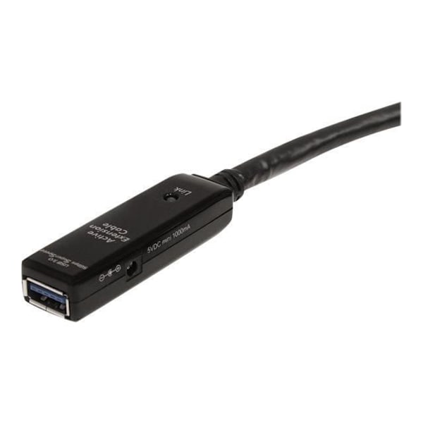 5 m aktivt USB 3.0 forlængerkabel - STARTECH - Strømadapter medfølger - Sort