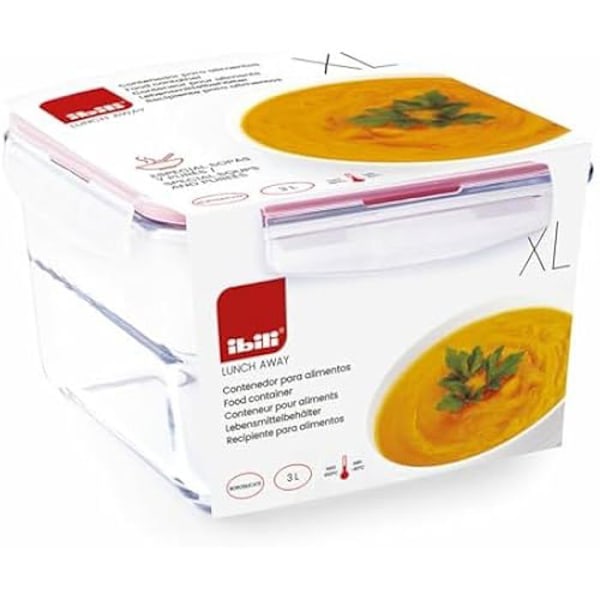 Låg til XL suppe 2,5 liter i Borosilikat med lufttæt plastik låg - IBILI Transparent