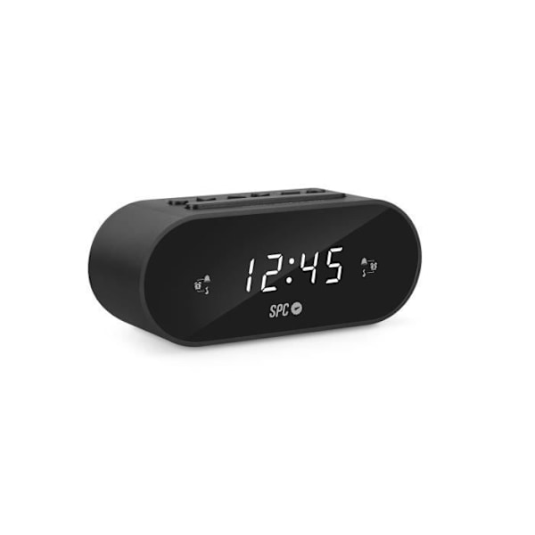 SPC FRODI - Kompakti kelloradio, kohokuvioidut painikkeet, suuri torkku-/nukkumispainike, kaksoishälytys, XL-näyttö, vara-akku