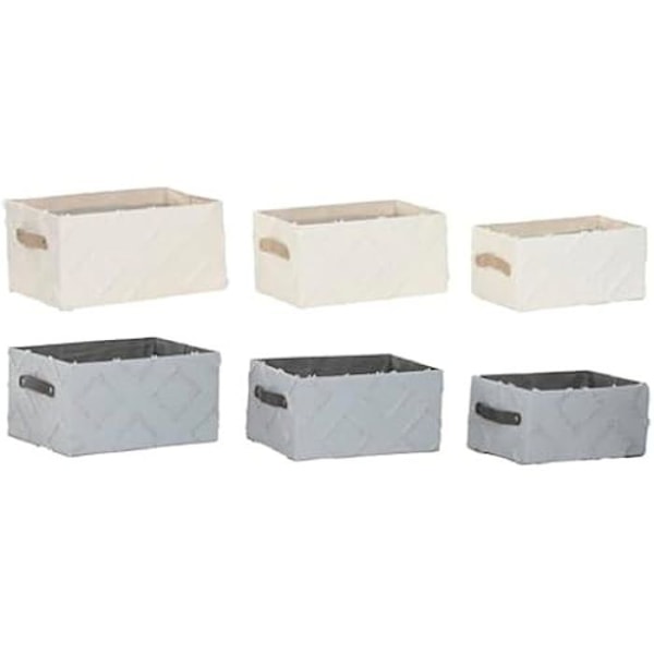 Kurv - HOME ESPRIT - Sæt med 3 - Creme grå - 35 x 25 x 18 cm - Interiør Flerfärgad