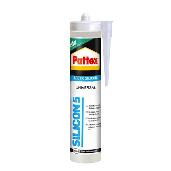Mastiksilikone - Pattex - Transparent - 280 ml - Modstandsdygtig over for skimmelsvamp - Ideel til ikke-porøse materialer