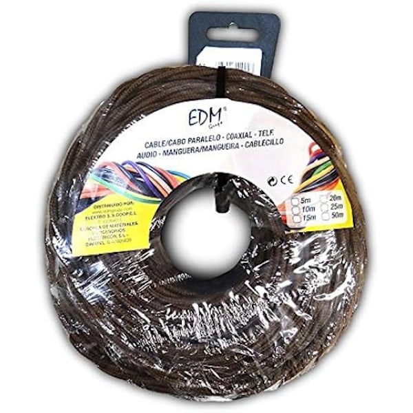 Parallelkabel - EDM - 11993 - Flettet tekstil - Brun - 3 x 1,5 mm - 25 m