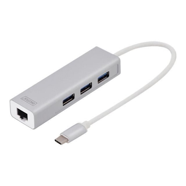 USB-C dockingstation - DIGITUS - GigE model - 3 USB 3.0 porte - Gigabit Ethernet - Plug-and-Play