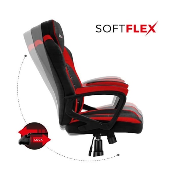 Gaming Stol - HUZARO - FORCE 2.5 - Röd - Ergonomisk - Höjdjusterbar röd svart