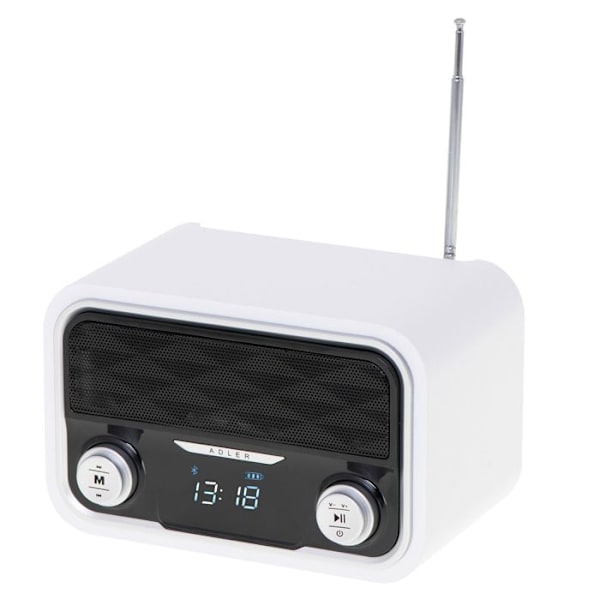 Bluetooth-radio, FM-viritintä, MP3-luento, USB-portti ja SD-kortti, Langaton, Kannettava Adler AD1185 Valkoinen 39181