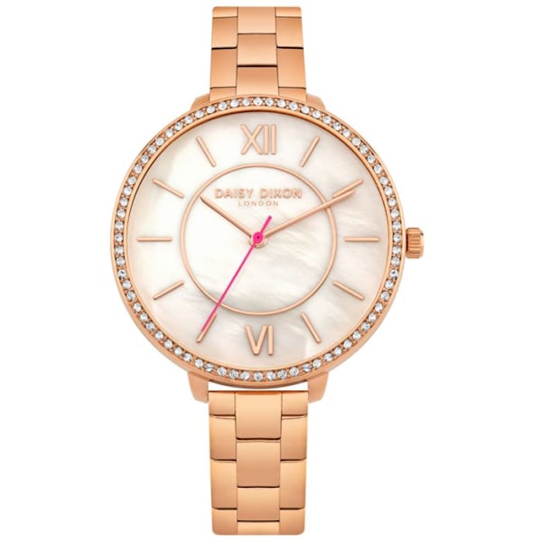 Kvinnoarmbandsur - Daisy Dixon - DD088RGM - Rostfritt stål - Metallklocka 36MM - Kvarnssystem rosa/grå