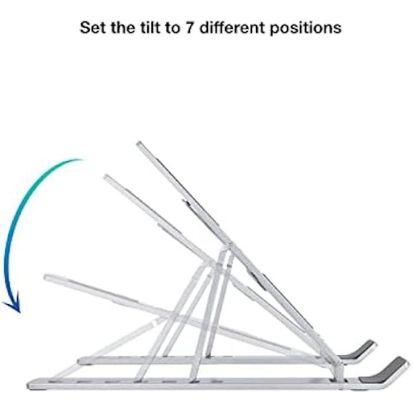 TooQ TQLRS0035-AL - Aluminiumslegeringsstativ til bærbar computer, tablet, mobil og bog, foldbar, justerbar til 7