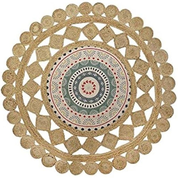 Tæppe - DKD Home Decor - Standard - Brun - Rund - Naturlige fibre kastanj