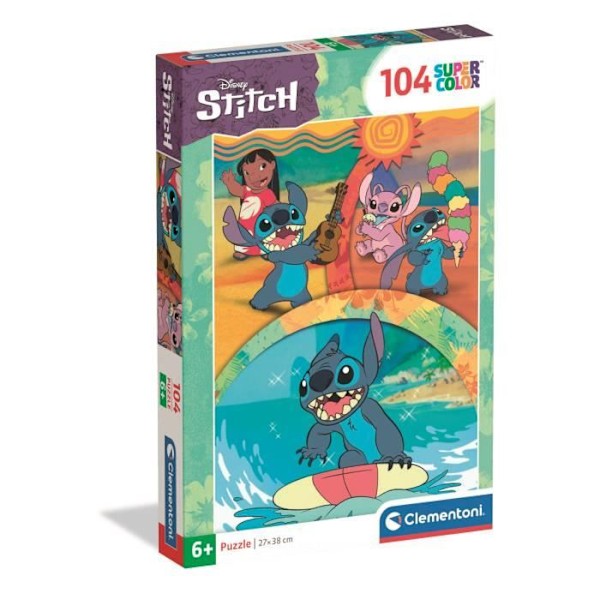 CLEMENTONI - 104 palikkaa - Stitch Ljusa och attraktiva färger