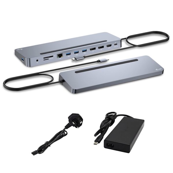 USB-C-tukiasema - I-TEC - Ergonominen 4K - 3 Näyttöä - 100W - Metalli