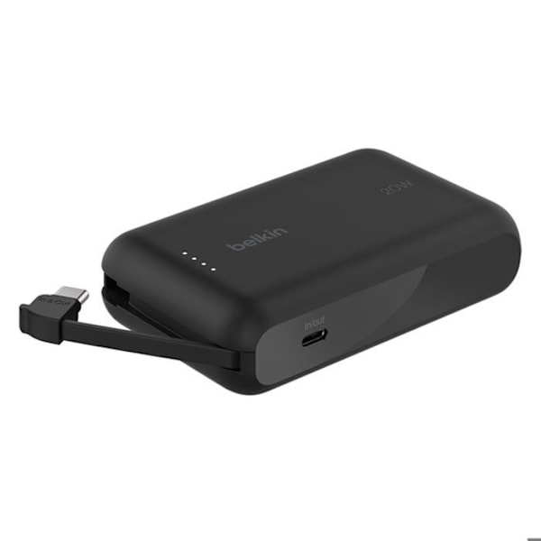 Smartphone - Opladere & Powerbank BELKIN 10k PD20w Integreret USB-C kabel Power Bank Sort Sort