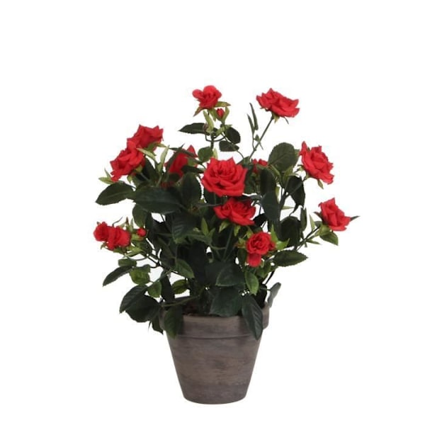 Glimmerdekorationer Rosenbusk kunstige planter i urtepotte - H33 x Ø25 cm - Rød