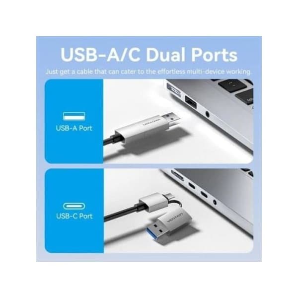 Vention ACXHB USB-C/USB-A 2x HDMI 4K 60Hz 15cm Harmaa DisplayLink