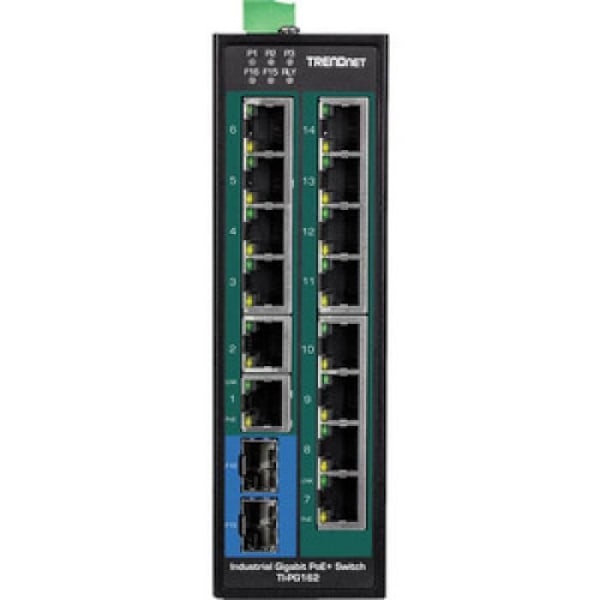 trendnet 16-porttinen teollinen gigabit poe musta musta Musta