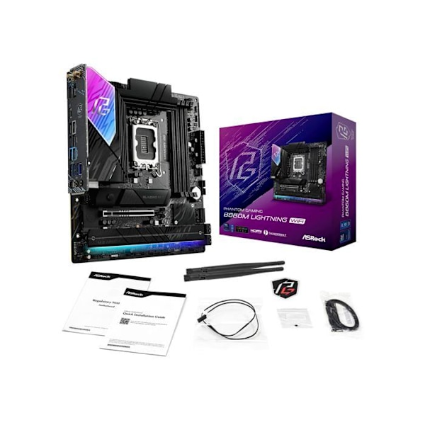 90-MXBQG0-A0UAYZ ASRock Phantom Gaming B860M Lightning WiFi Bundkort (Intel LGA 1851) Micro ATX