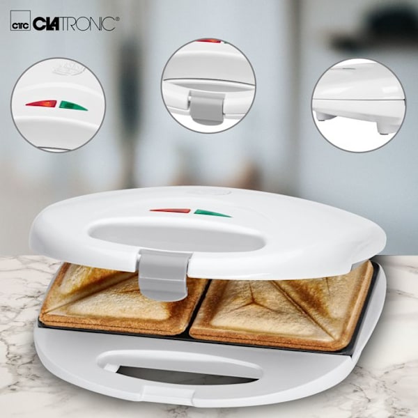 Sandwich- og Croque Monsieur-maskine Clatronic ST 3477 Hvid Vit