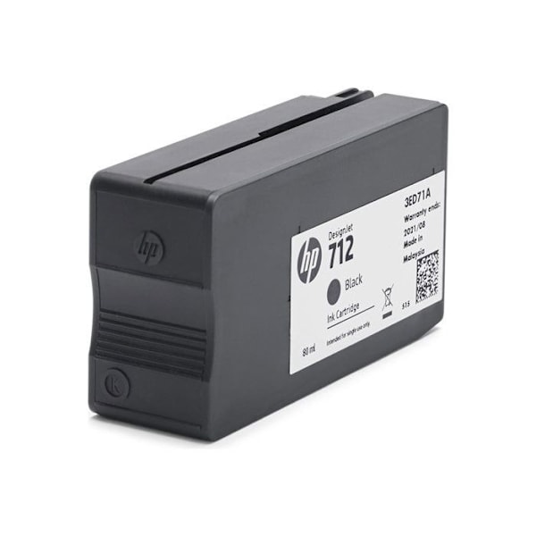 Blækpatron - HP - 712 - 80 ml - Sort - Høj kapacitet - Kompatibel med DesignJet T650/T630/T250/T230
