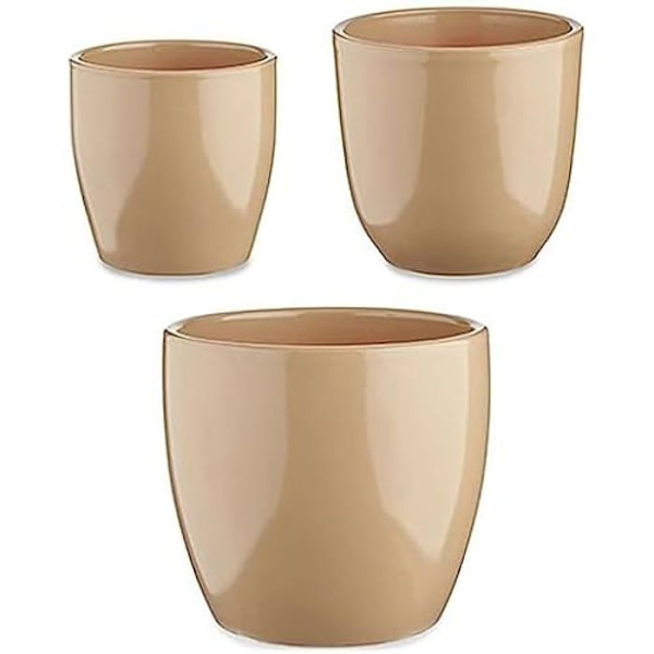 Maljakot - Set di Vasi - Beige Argilla - 3 kpl - 22,5 x 18,5 x 22,5 cm - Terrakotta Beige