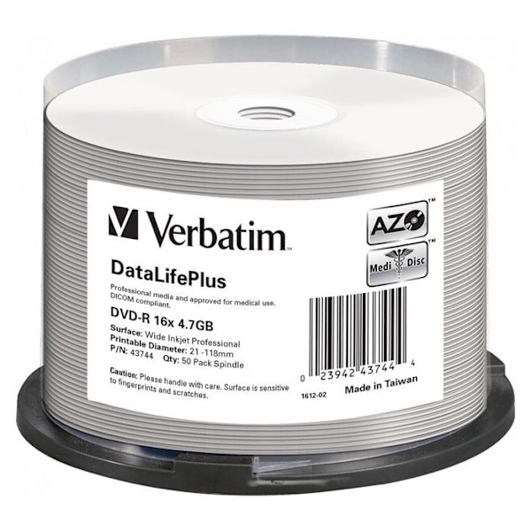 Pakke med 50 DVD-R DataLifePlus Professional - VERBATIM - 4,7 GB 16x - Hvid