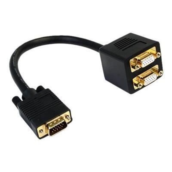30 cm VGA Video Splitter / Splitter Kabel - 30 cm VGA Video Splitter Kabel - 1x VGA (M) til 2x VGA (F) - Sort