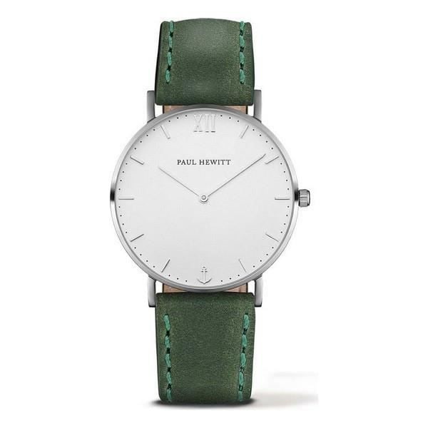 Klocka - Paul Hewitt - PH-SA-S-ST-W-12M - Läder - Ø 39 mm - Analogisk Grön, Silver, Vit