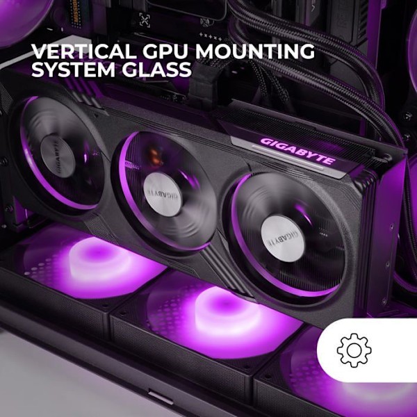 MARS GAMING MC-3GF, Gaming Chassi ATX, Triple Härdat Glas, 2X ARGB Baksidan Fläktar 120mm, Vertikal Montering av Grafikkort