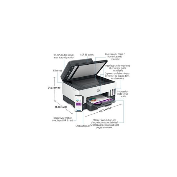 Multifunktionsprinter - HP - Smart Tank 7605 - Inkjet - Farve - Wi-Fi