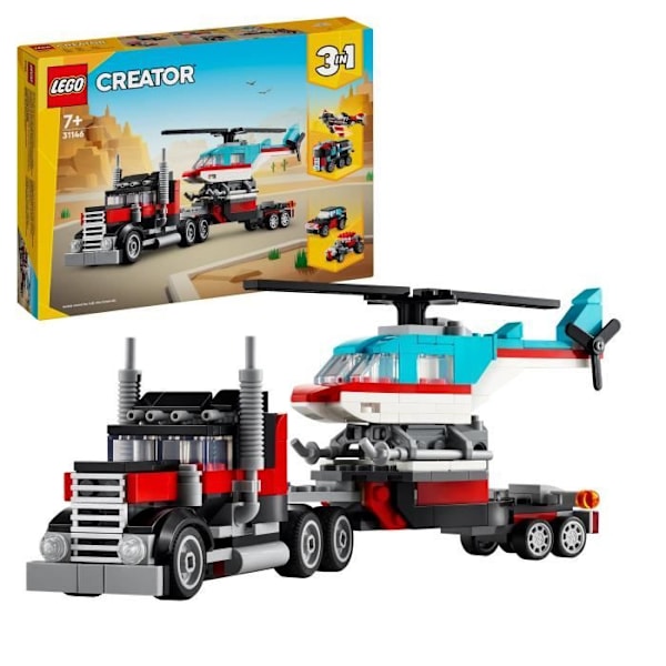 LEGO® 31146 Creator 3i1 trailer lastbil med helikopter, helikopter legetøj og lastbil, fly og tankvogn Flerfärgad